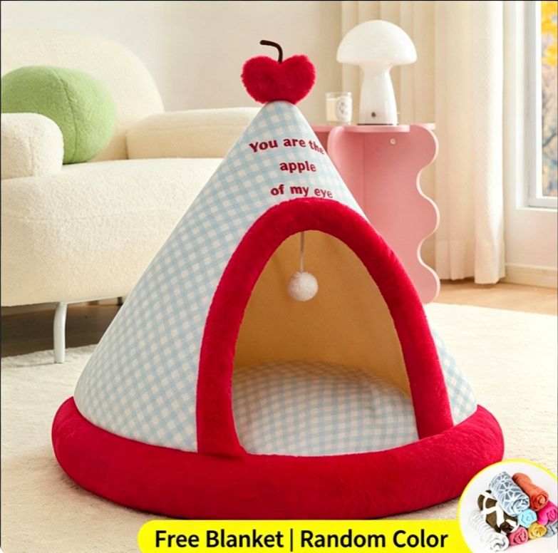 Semi-enclosed pet tent/villa-style bed