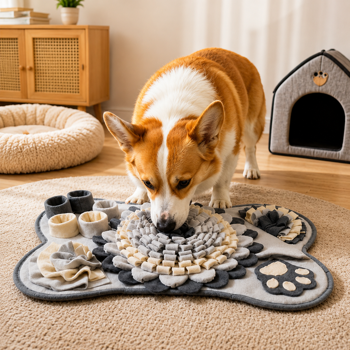 WIGGLEFOLK Schnüffelmatte für Hunde – Interaktive Futtersuchmatte mit Versteckmöglichkeiten