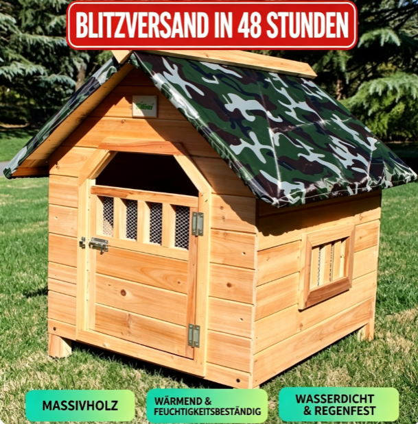 Outdoor Weatherproof Solid Wood Dog House