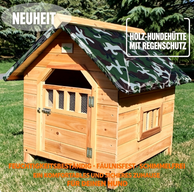 Outdoor Weatherproof Solid Wood Dog House
