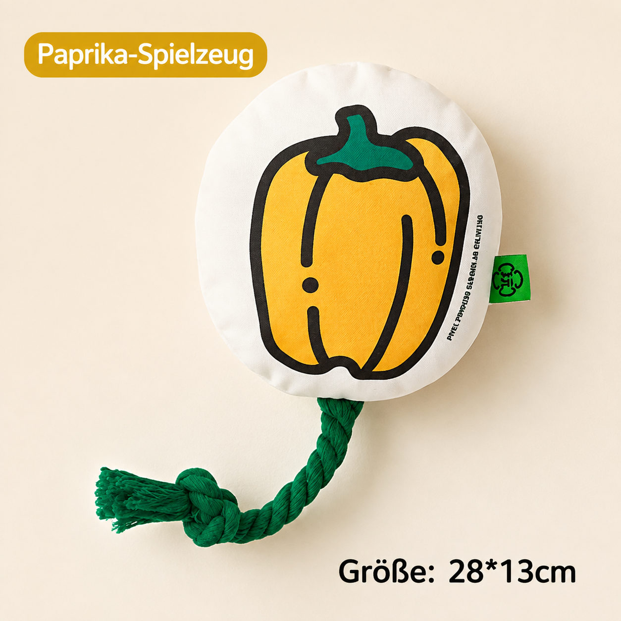 Interactive plush squeaky frisbee toy for training.