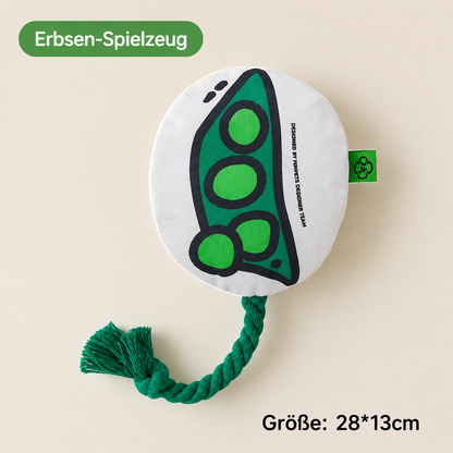 Interactive plush squeaky frisbee toy for training.