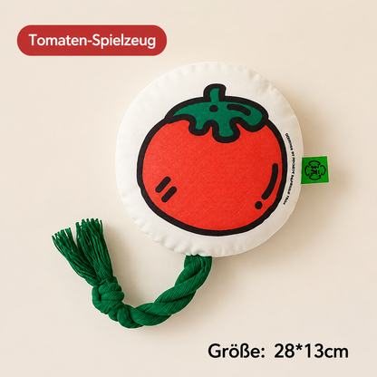 Interactive plush squeaky frisbee toy for training.