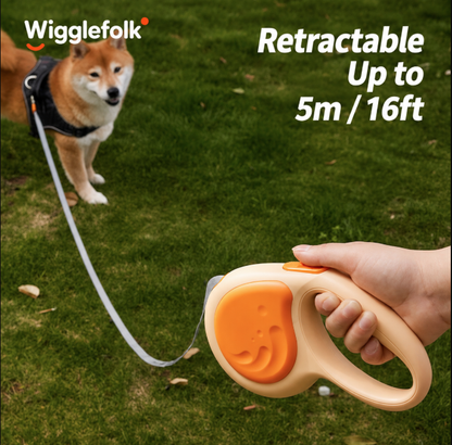 Wigglefolk Retractable Dog Leash with  | 5M Tangle-Free Pet Leash
