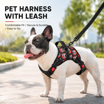 Retractable, escape-proof pet harness and leash for dogs