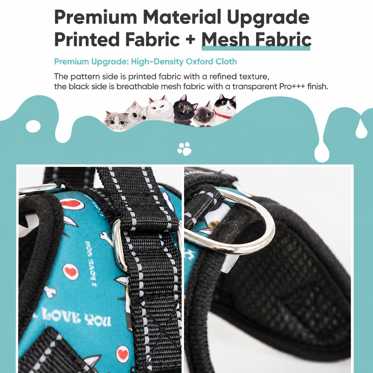 Retractable, escape-proof pet harness and leash for dogs