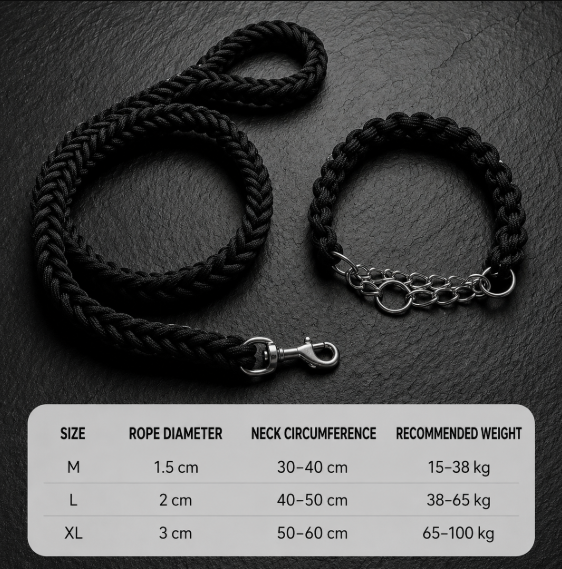 Wigglefolk Heavy-Duty Braided Dog Leash & P-Collar Set – Strong, Simple & Adventure Ready