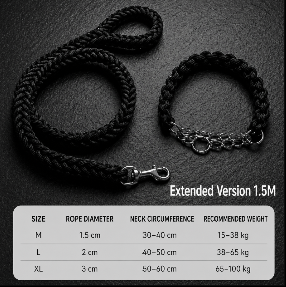 Wigglefolk Heavy-Duty Braided Dog Leash & P-Collar Set – Strong, Simple & Adventure Ready