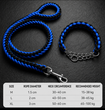 Wigglefolk Heavy-Duty Braided Dog Leash & P-Collar Set – Strong, Simple & Adventure Ready