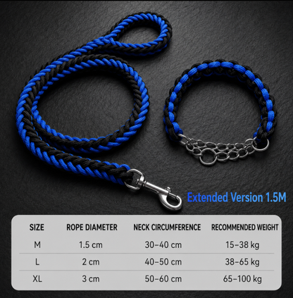 Wigglefolk Heavy-Duty Braided Dog Leash & P-Collar Set – Strong, Simple & Adventure Ready