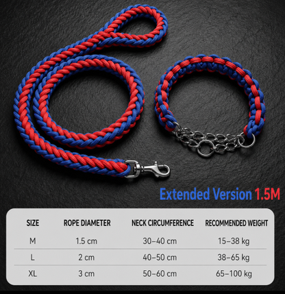 Wigglefolk Heavy-Duty Braided Dog Leash & P-Collar Set – Strong, Simple & Adventure Ready