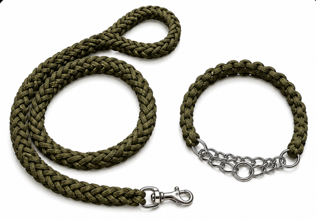 Wigglefolk Heavy-Duty Braided Dog Leash & P-Collar Set – Strong, Simple & Adventure Ready