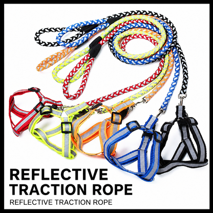 Reflective Braided Round-Rope Leash for Cat & Dog Harnesses (5 Colors)