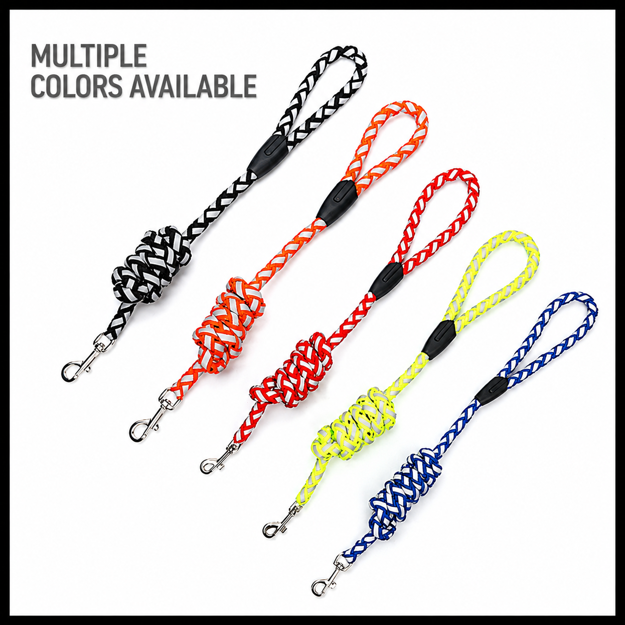 Reflective Braided Round-Rope Leash for Cat & Dog Harnesses (5 Colors)