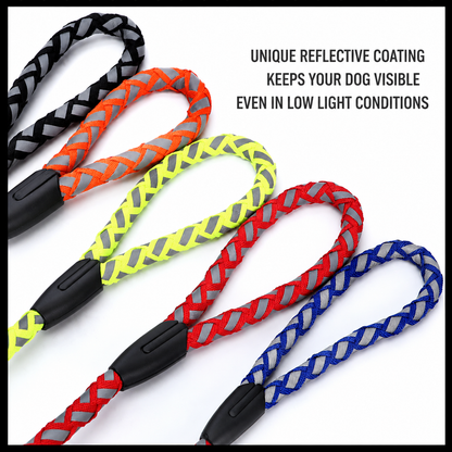 Reflective Braided Round-Rope Leash for Cat & Dog Harnesses (5 Colors)