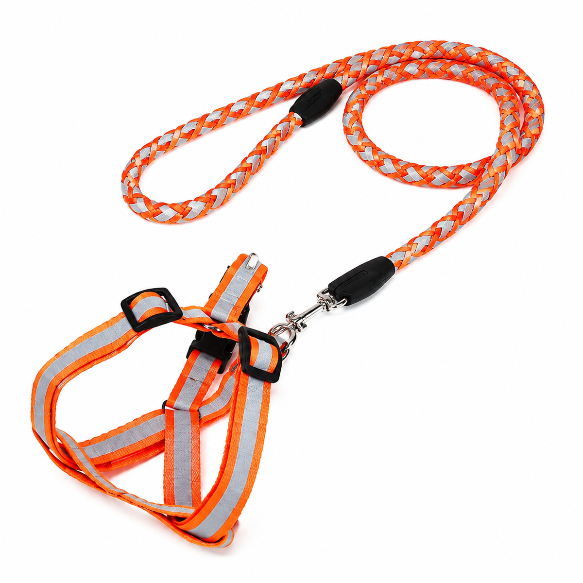 Reflective Braided Round-Rope Leash for Cat & Dog Harnesses (5 Colors)
