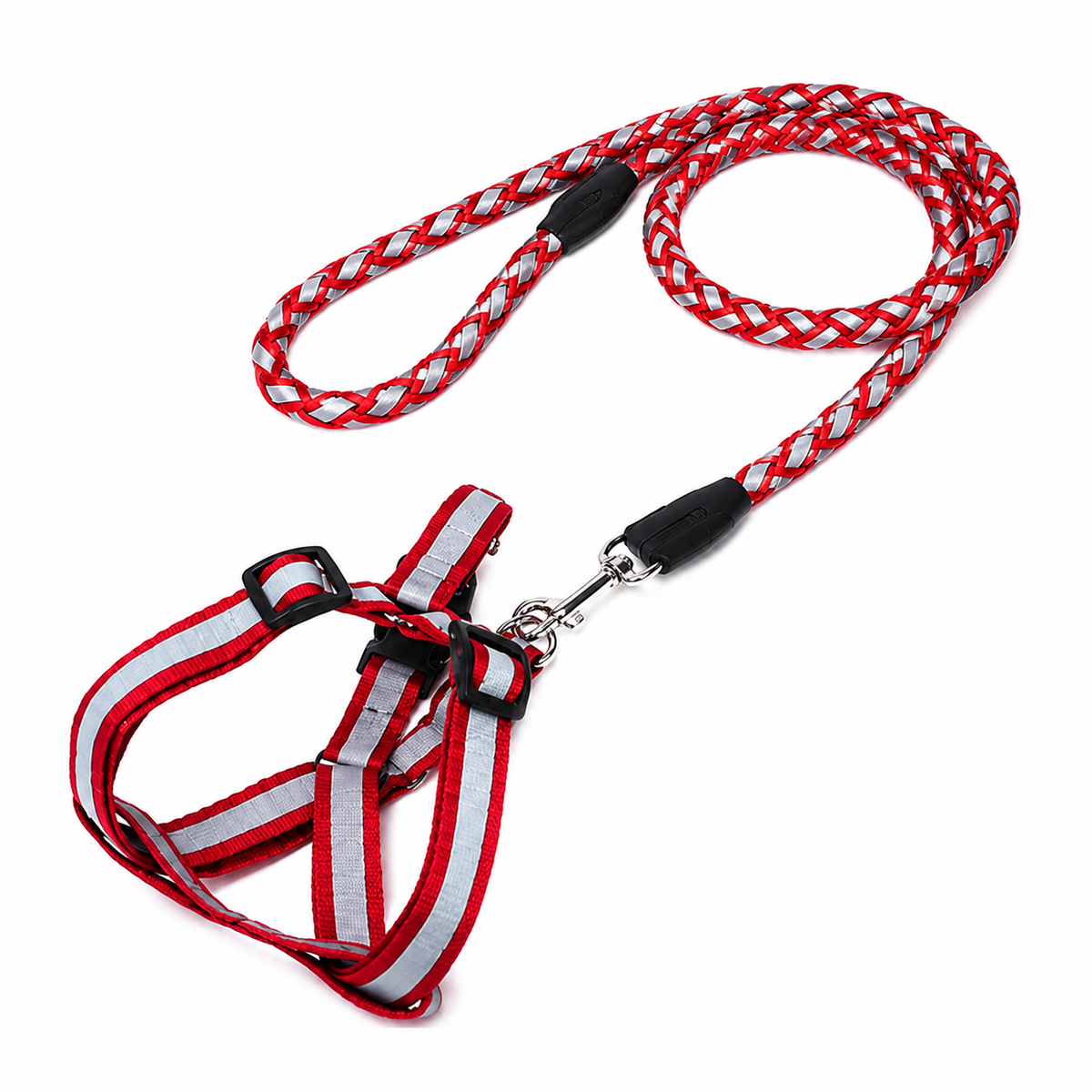 Reflective Braided Round-Rope Leash for Cat & Dog Harnesses (5 Colors)