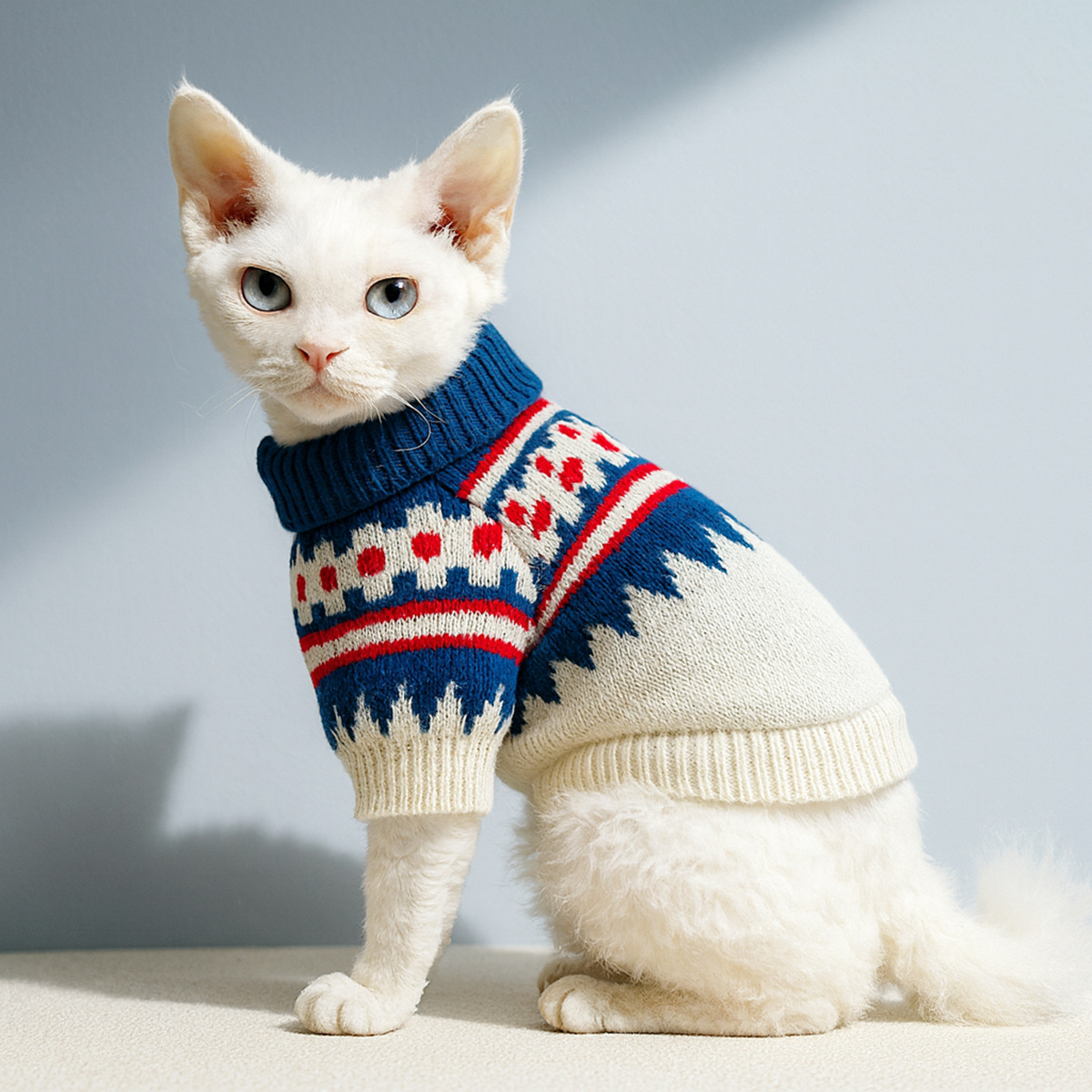 Gemusterter Strickpullover für Katzen und kleine Hunde