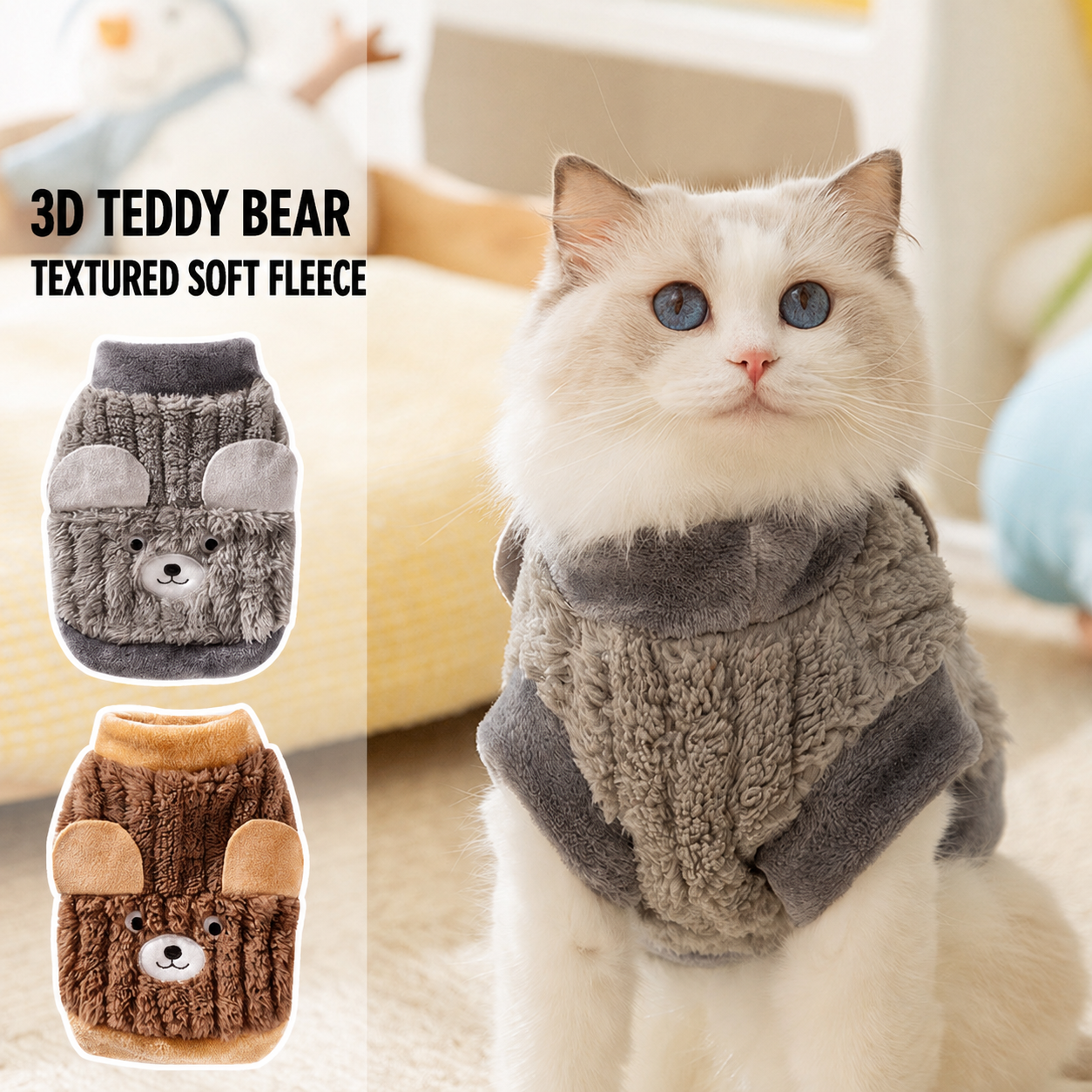 Kuscheliger Teddy-Pullover für Katzen und kleine Hunde