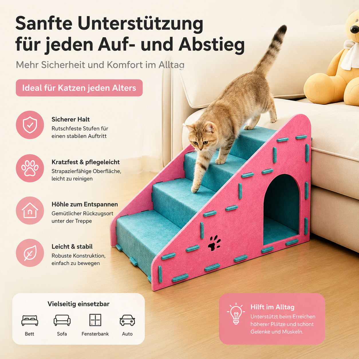 Wigglefolk Haustiertreppe mit Ruheplatz