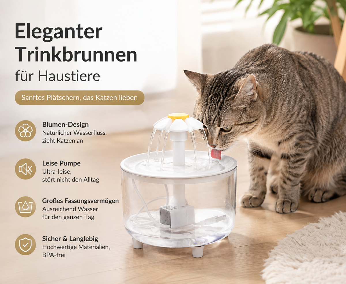 Wigglefolk Katzen-Trinkbrunnen – Fließendes Wasser für den täglichen Trinkplatz