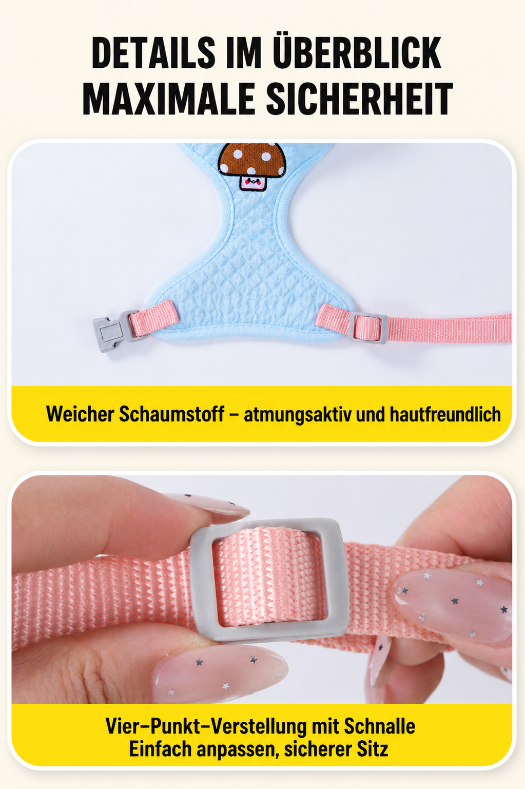 Wigglefolk Hunde-Geschirr mit Mini-Rucksack