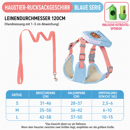Wigglefolk Hunde-Geschirr mit Mini-Rucksack