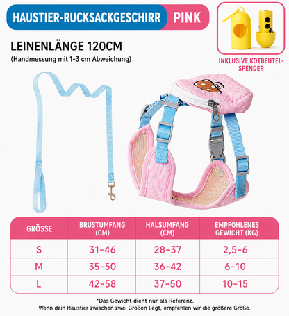 Wigglefolk Hunde-Geschirr mit Mini-Rucksack
