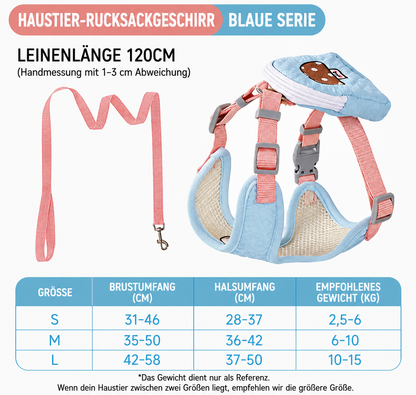 Wigglefolk Hunde-Geschirr mit Mini-Rucksack