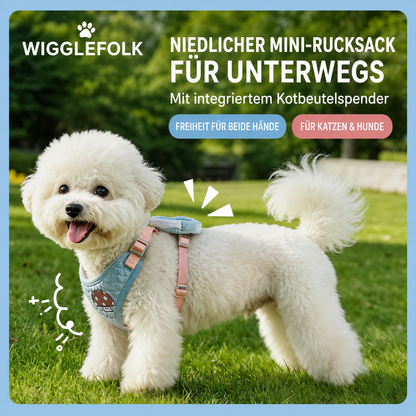 Wigglefolk Hunde-Geschirr mit Mini-Rucksack