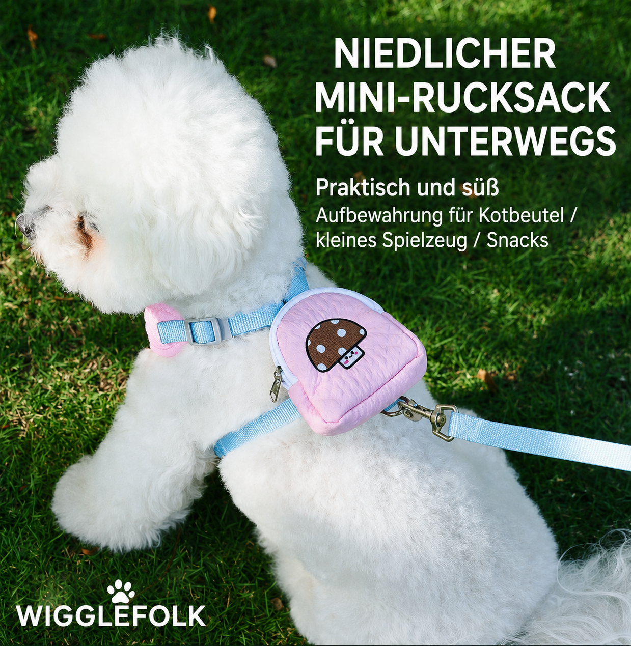 Wigglefolk Hunde-Geschirr mit Mini-Rucksack