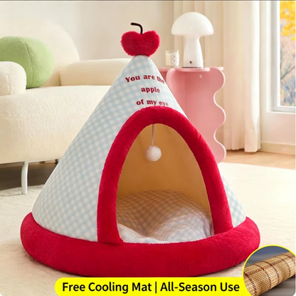 Semi-enclosed pet tent/villa-style bed