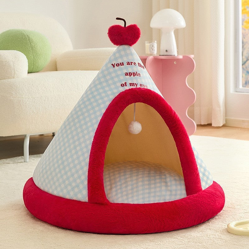 Semi-enclosed pet tent/villa-style bed
