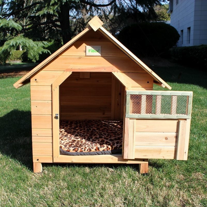 Outdoor Weatherproof Solid Wood Dog House