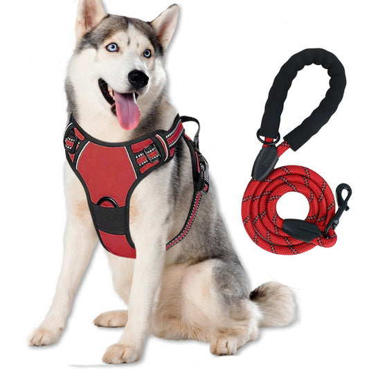 Reflective No-Pull Dog Harness and Leash Set – Vest-Style Harness for Large Dogs