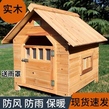 Outdoor Weatherproof Solid Wood Dog House